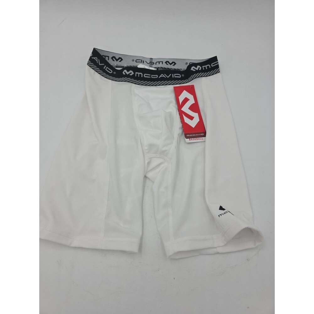 Mcdavid Al White Large MD Double Compression Short w/Cup Pocket Baseball